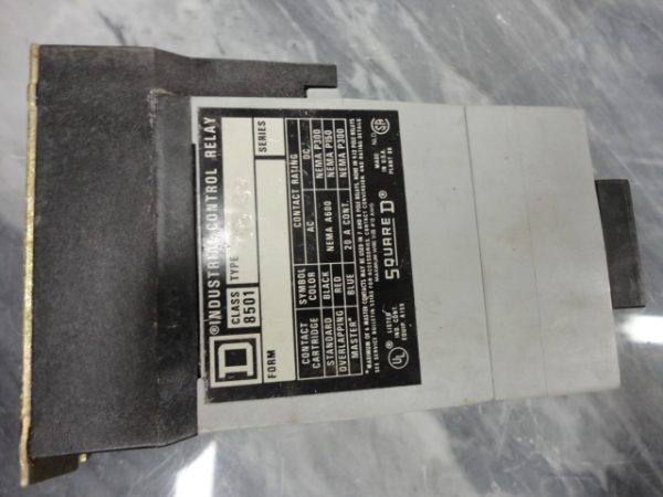 8501-XO-40: SQUARE D, INDUSTRIAL CONTROL RELAY TYPE X, SERIES A, 4N.O. POLES, CONTACT RATING NEMA A600 P300 P150. WITH 9998-X53 COIL 240V 60HZ / 220V 50HZ. PART NUMBER ALSO LISTED AS 8501-XO-40-V03